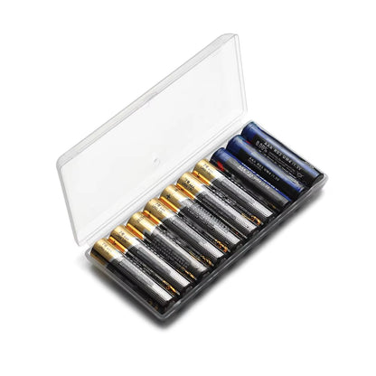 10-Slot Plastic Hard Case for AAA/AA/18650 Battery Storage and Organization