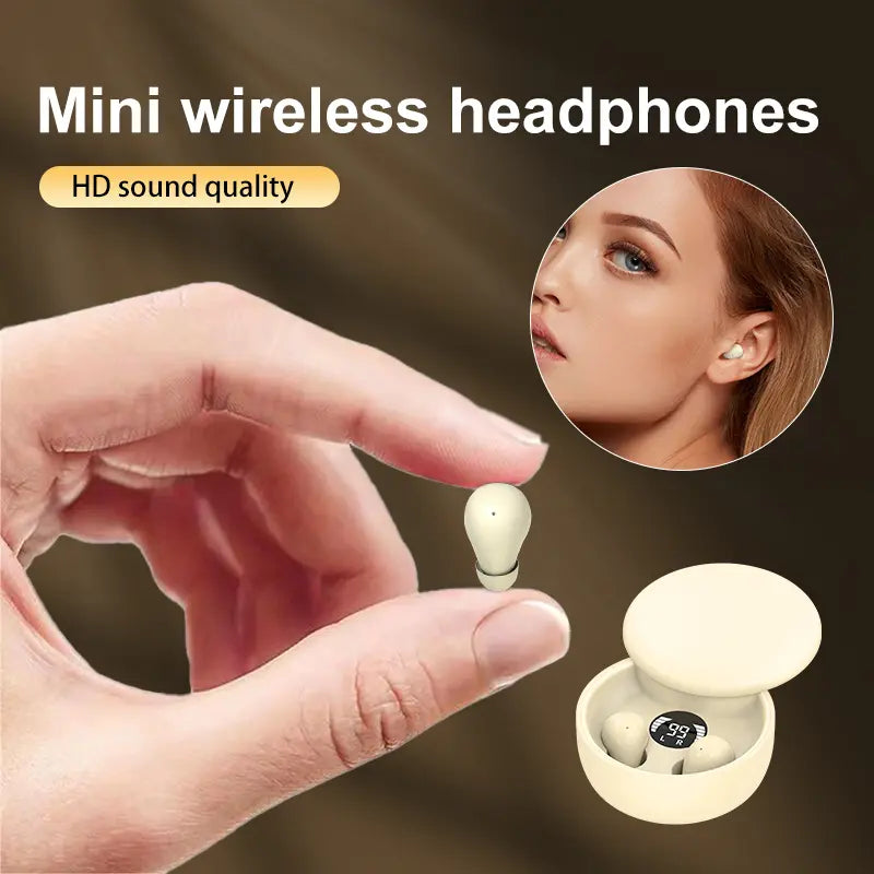 MSHUKCOE Mini Invisible Headphones Bluetooth 5.4 True Wireless In-Ear Earphones Sport Audio Earbud Audifonos Bluetooth Wireless Headphones Noise Cancelling Headphones Gamingheadset Summerwins