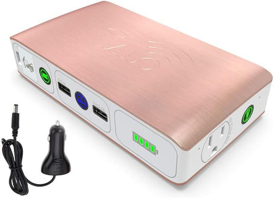 Bolt Wireless Laptop Power Bank - 44,400 mAh Portable Charger for Phones and Laptops, Car Jump Starter with AC Outlet and Car Charger, Rose Gold