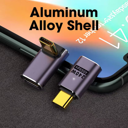 USB 4.0 PD 240W 8K 60Hz Charger Connector for MacBook - 40Gbps High-Speed USB-C OTG U-Shape Straight Angle Male to Female Adapter