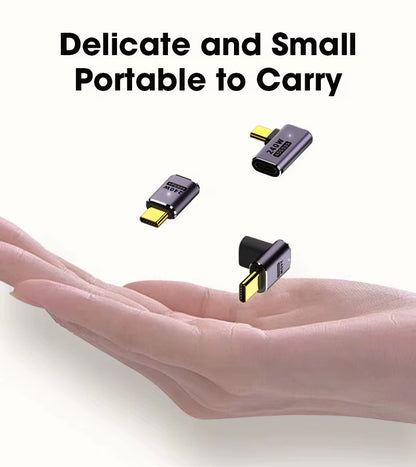 USB 4.0 PD 240W 8K 60Hz Charger Connector for MacBook - 40Gbps High-Speed USB-C OTG U-Shape Straight Angle Male to Female Adapter