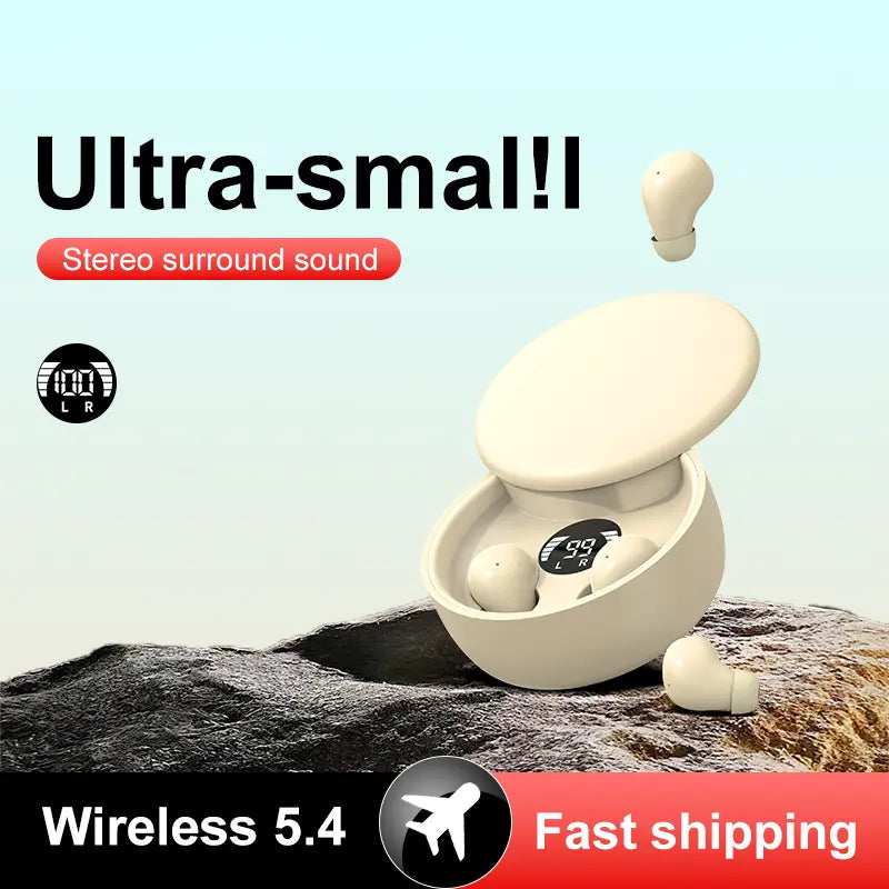 MSHUKCOE Mini Invisible Headphones Bluetooth 5.4 True Wireless In-Ear Earphones Sport Audio Earbud Audifonos Bluetooth Wireless Headphones Noise Cancelling Headphones Gamingheadset Summerwins